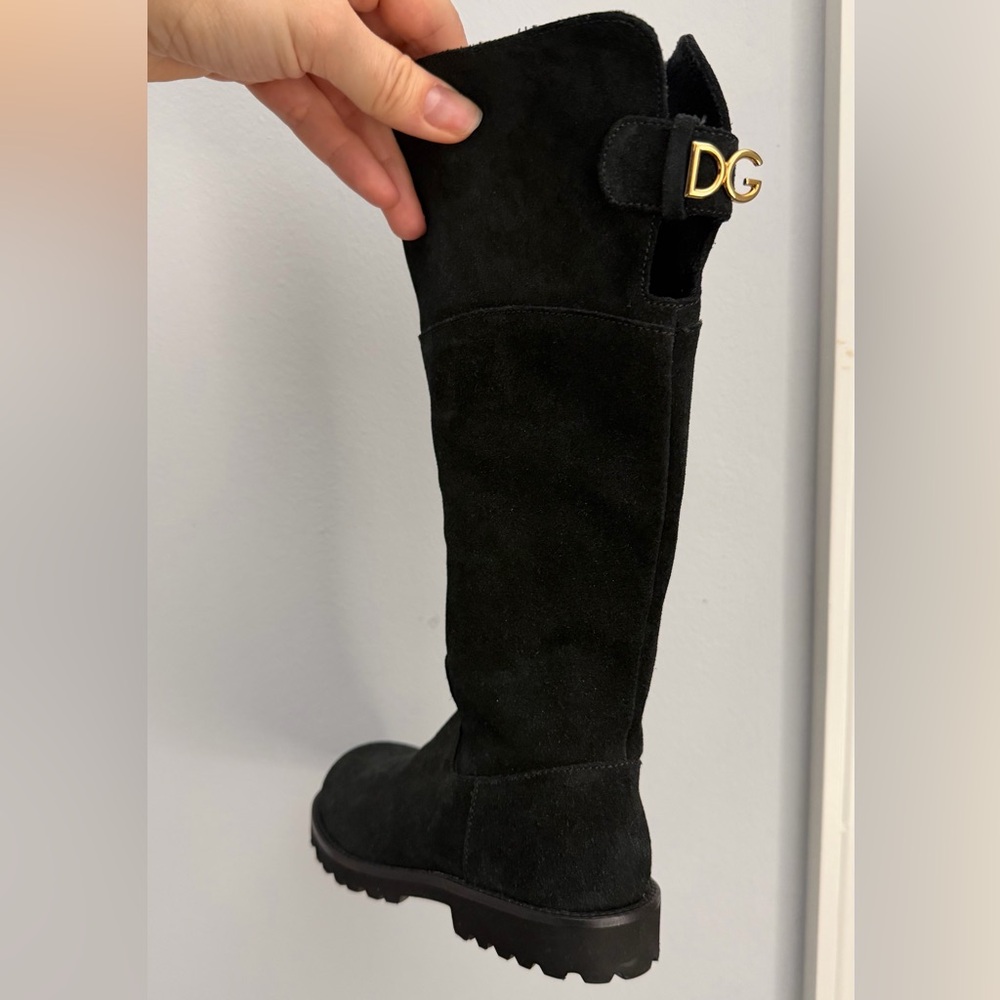 Black Suede Knee-High Boots dolce&gabbana